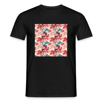 Asiatische nahtlose Muster Japanische Chinesische Malerei - Männer T-Shirt - Schwarz - Vorne - AI Model Male 178 light (178cm)
