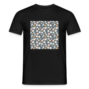 Blumen Nahtloses Muster Blumen Glückliche Blütenkunst - Männer T-Shirt - Schwarz - Vorne - AI Model Male 178 light (178cm)