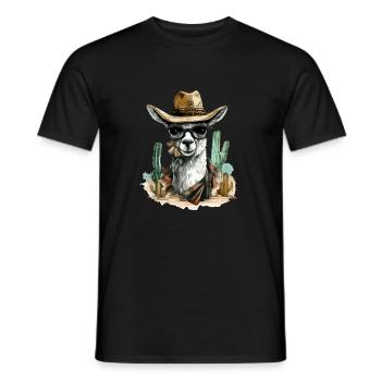 Jiko, der Cowboy-Lama - Männer T-Shirt - Schwarz - Vorne - AI Model Male 178 light (178cm)