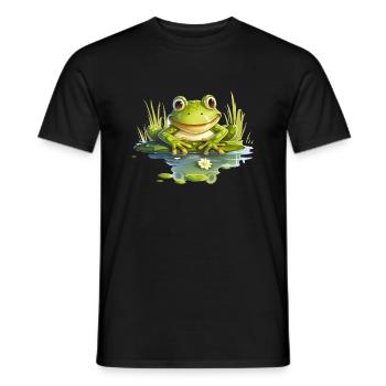 Une drôle de grenouille assise sur le rivage - T-shirt homme - noir - Devant - AI Model Male 178 light (178cm)