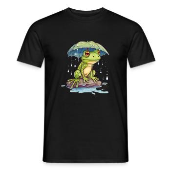 Fresh finds shelter under an umbrella - Men's T-Shirt - black - Front - AI Model Male 178 light (178cm)
