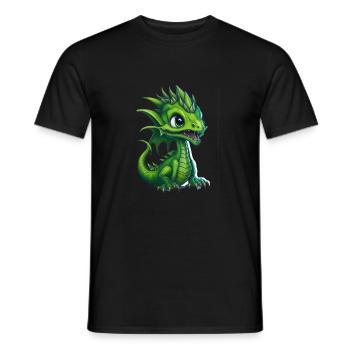 Bébé dragon, mignon, heureux, souriant - T-shirt homme - noir - Devant - AI Model Male 178 light (178cm)