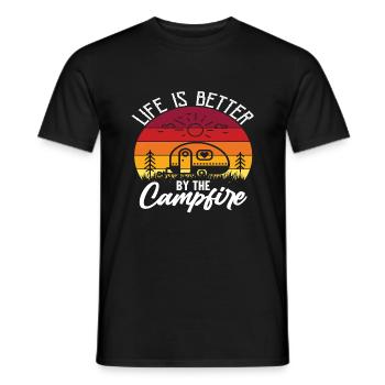 Life is better by the Campfire - Men's T-Shirt - black - Front - AI Model Male 178 light (178cm)