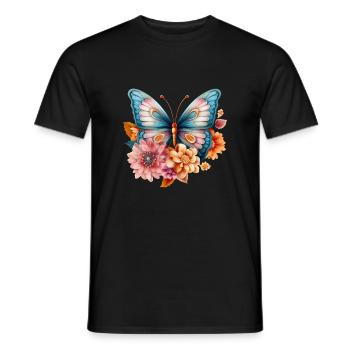 beautiful, imaginatively drawn butterfly - Men's T-Shirt - black - Front - AI Model Male 178 light (178cm)