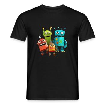 Robo Buddies: Fun-Filled Adventures - Men's T-Shirt - black - Front - AI Model Male 178 light (178cm)