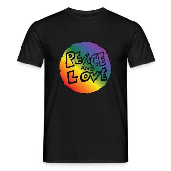 gay pride peace and love amour paie drapeau fierté - T-shirt homme - noir - Devant - AI Model Male 178 light (178cm)