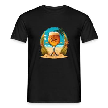 Beach Beer Glass - Men's T-Shirt - black - Front - AI Model Male 178 light (178cm)