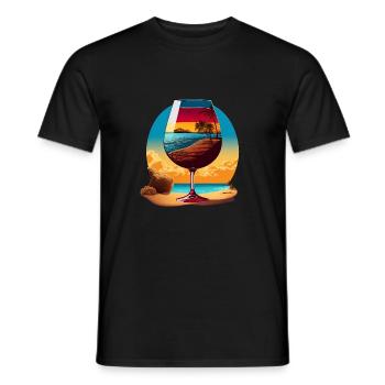 Vin rouge sur la plage - T-shirt homme - noir - Devant - AI Model Male 178 light (178cm)