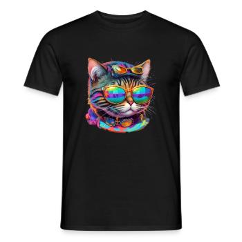 Le chat le plus cool du monde - T-shirt homme - noir - Devant - AI Model Male 178 light (178cm)