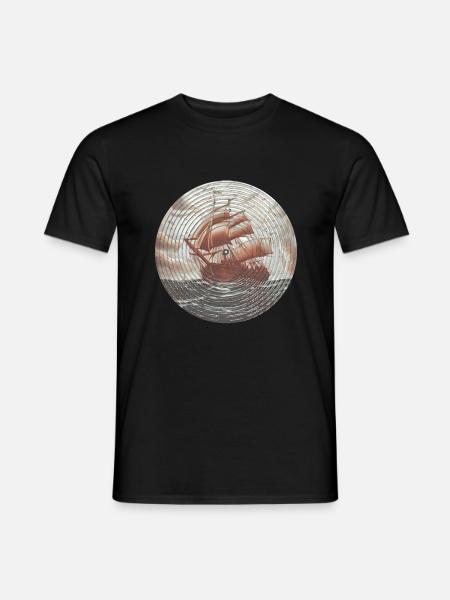 Schallplatte Musik und Schweigen des Meeres Vinyl - Männer T-Shirt - Schwarz