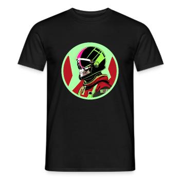 Skull in a helmet - Men's T-Shirt - black - Front - AI Model Male 178 light (178cm)