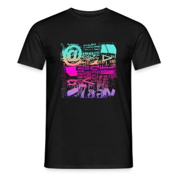 Coupures de journaux Album Magazines Code de l’alphabet - T-shirt homme - noir - Devant - AI Model Male 178 light (178cm)