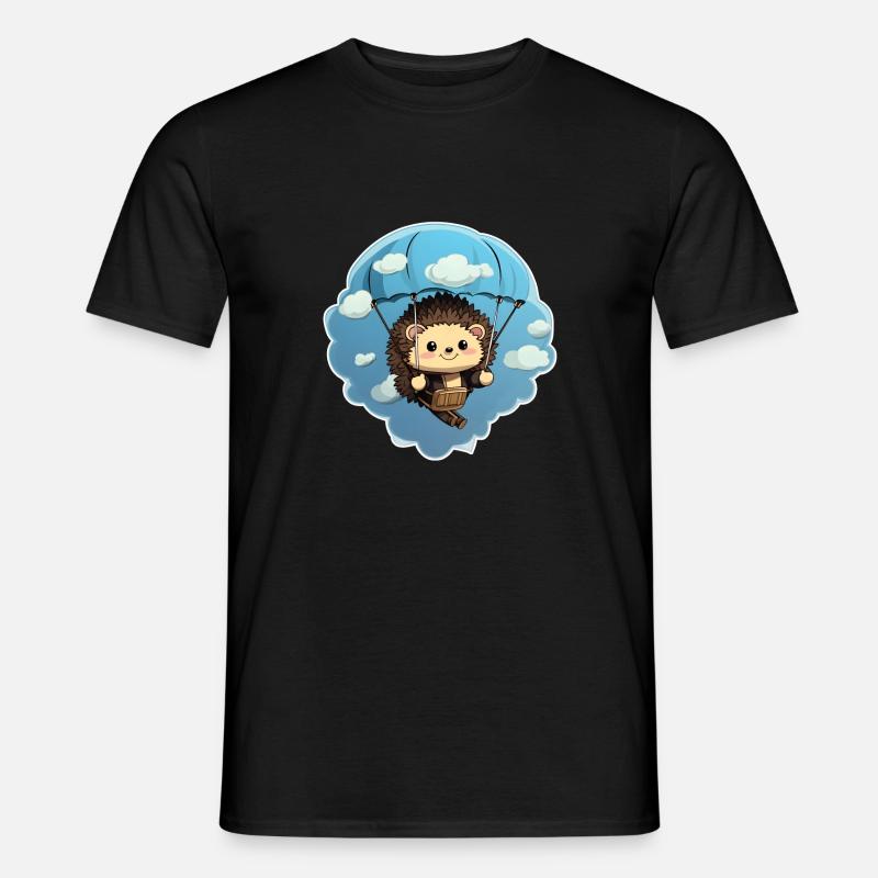 Igel Fallsschirmsprung - Männer T-Shirt - Schwarz