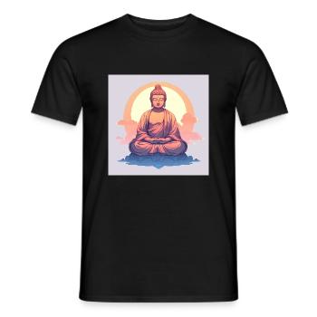 Radiant Bliss: The Smiling Buddha - Men's T-Shirt - black - Front - AI Model Male 178 light (178cm)