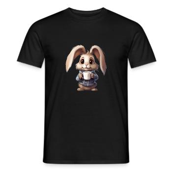 Hase am Morgen - Männer T-Shirt - Schwarz - Vorne - AI Model Male 178 light (178cm)