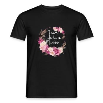 Team de la mariée floral - T-shirt homme - noir - Devant - AI Model Male 178 light (178cm)