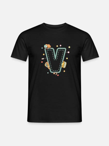 Bogstav v køretøj - personlig børnegave - Mænd T-shirt - sort