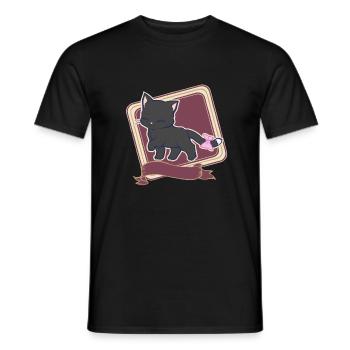 Katze - Männer T-Shirt - Schwarz - Vorne - AI Model Male 178 light (178cm)