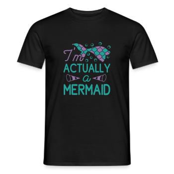 I am actuelly a mermaid, Mermaids Summer Fun - Men's T-Shirt - black - Front - AI Model Male 178 light (178cm)