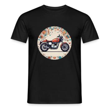 Retro Reverie: Iconic British Motorcycle - Men's T-Shirt - black - Front - AI Model Male 178 light (178cm)