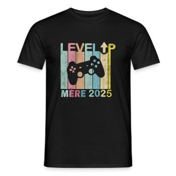 Homme Papa 2025 Futurs Parents Level Up Joueur - T-shirt homme - noir - Devant - AI Model Male 178 light (178cm)