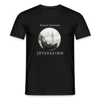 Un navire viking navigue vers Jötunheim avec inscription - T-shirt homme - noir - Devant - AI Model Male 178 light (178cm)