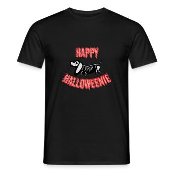 Teckel d’Halloween Happy Halloweenie, blanc - T-shirt homme - noir - Devant - AI Model Male 178 light (178cm)