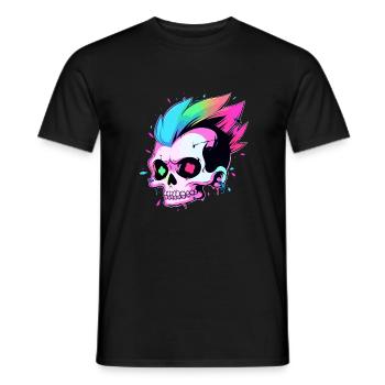 Cute Punk Skull / Kawaii Punk Skull - Men's T-Shirt - black - Front - AI Model Male 178 light (178cm)