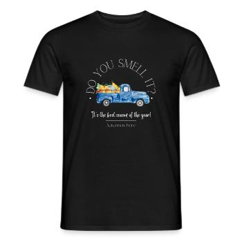 Autumn blue car autumnal - Men's T-Shirt - black - Front - AI Model Male 178 light (178cm)