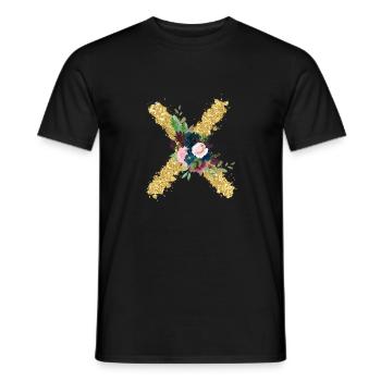 Buchstabe x florales Gold - Männer T-Shirt - Schwarz - Vorne - AI Model Male 178 light (178cm)
