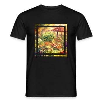 Garden in an anime style plant based power - Men's T-Shirt - black - Front - AI Model Male 178 light (178cm)