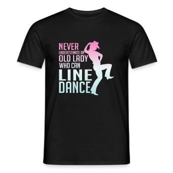 Never Underestimate a Lady Who Line Dance Western - Men's T-Shirt - black - Front - AI Model Male 178 light (178cm)