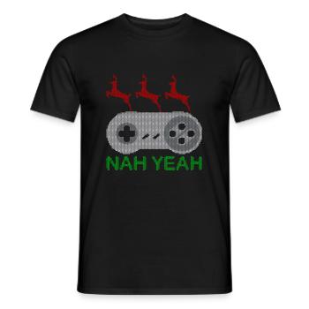 Ja nein Ugly Christmas Gaming - Männer T-Shirt - Schwarz - Vorne - AI Model Male 178 light (178cm)