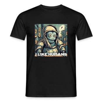 I like Humans Roboter - Männer T-Shirt - Schwarz - Vorne - AI Model Male 178 light (178cm)