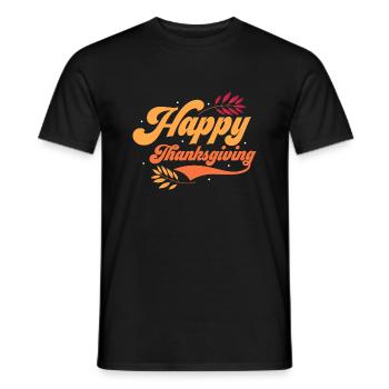 Happy Thanksgiving Turkey Day Fall Family - Men's T-Shirt - black - Front - AI Model Male 178 light (178cm)