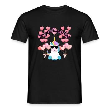 Junggesellenabschied; Happy Wife, Einhorn - Männer T-Shirt - Schwarz - Vorne - AI Model Male 178 light (178cm)