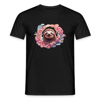 Faultier, gemütlich, persönlich, individuell - Männer T-Shirt - Schwarz - Vorne - AI Model Male 178 light (178cm)