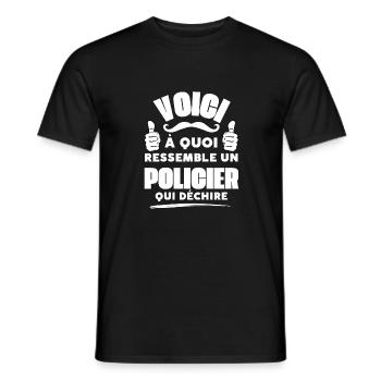 Cadeau Humour -Policier qui déchire - T-shirt homme - noir - Devant - AI Model Male 178 light (178cm)