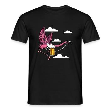 Flamingo Bird Beer Drinking Party - Men's T-Shirt - black - Front - AI Model Male 178 light (178cm)