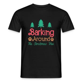 Barking around the Christmas Tree - Men's T-Shirt - black - Front - AI Model Male 178 light (178cm)