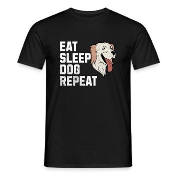 Manger, dormir, chien, répéter : la vie d’un amoureux des chiens - T-shirt homme - noir - Devant - AI Model Male 178 light (178cm)