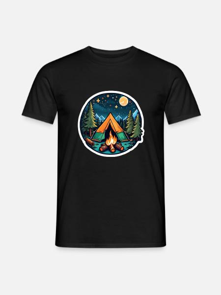 Camping, tent and campfire - Men's T-Shirt - black