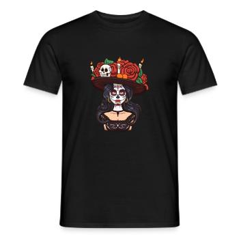 Sugar Skull Girl - Men's T-Shirt - black - Front - AI Model Male 178 light (178cm)