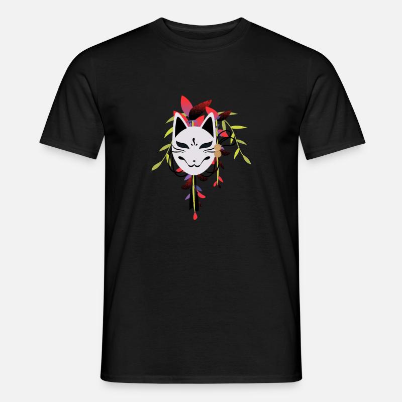 Fuchsmaske Japan Design - Männer T-Shirt - Schwarz