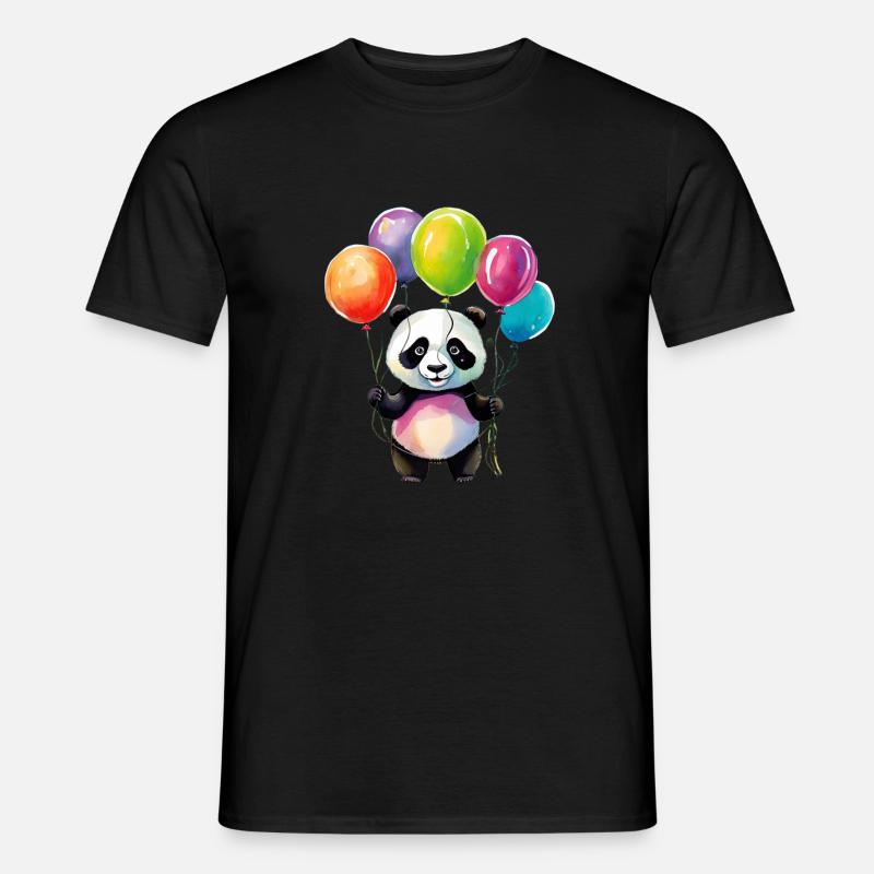 Panda mit Luftballons - Männer T-Shirt - Schwarz