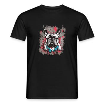 French Bulldog Graffiti Look - Men's T-Shirt - black - Front - AI Model Male 178 light (178cm)