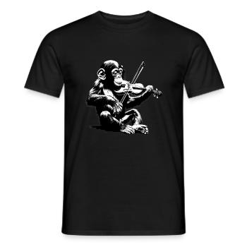 Violin in Monkey Orchestra StreetArt Banksy Style - Men's T-Shirt - black - Front - AI Model Male 178 light (178cm)