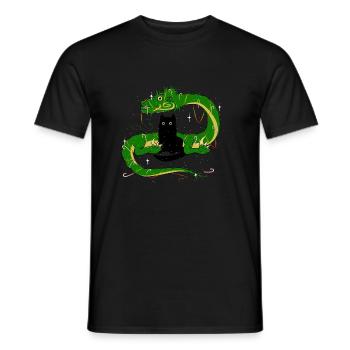A green dragon and a slice of darkness - Men's T-Shirt - black - Front - AI Model Male 178 light (178cm)