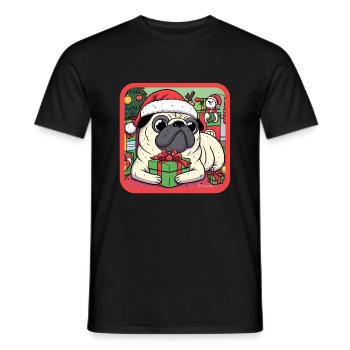 Weihnachts-Nikolaus-Mopshund - Männer T-Shirt - Schwarz - Vorne - AI Model Male 178 light (178cm)