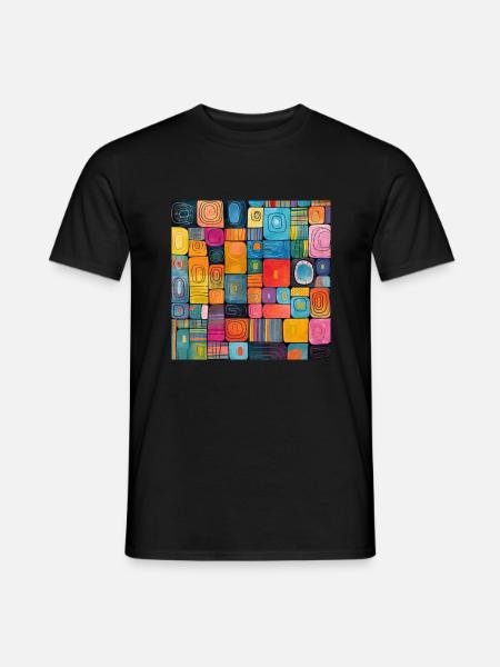 Karos in Bunt - Männer T-Shirt - Schwarz